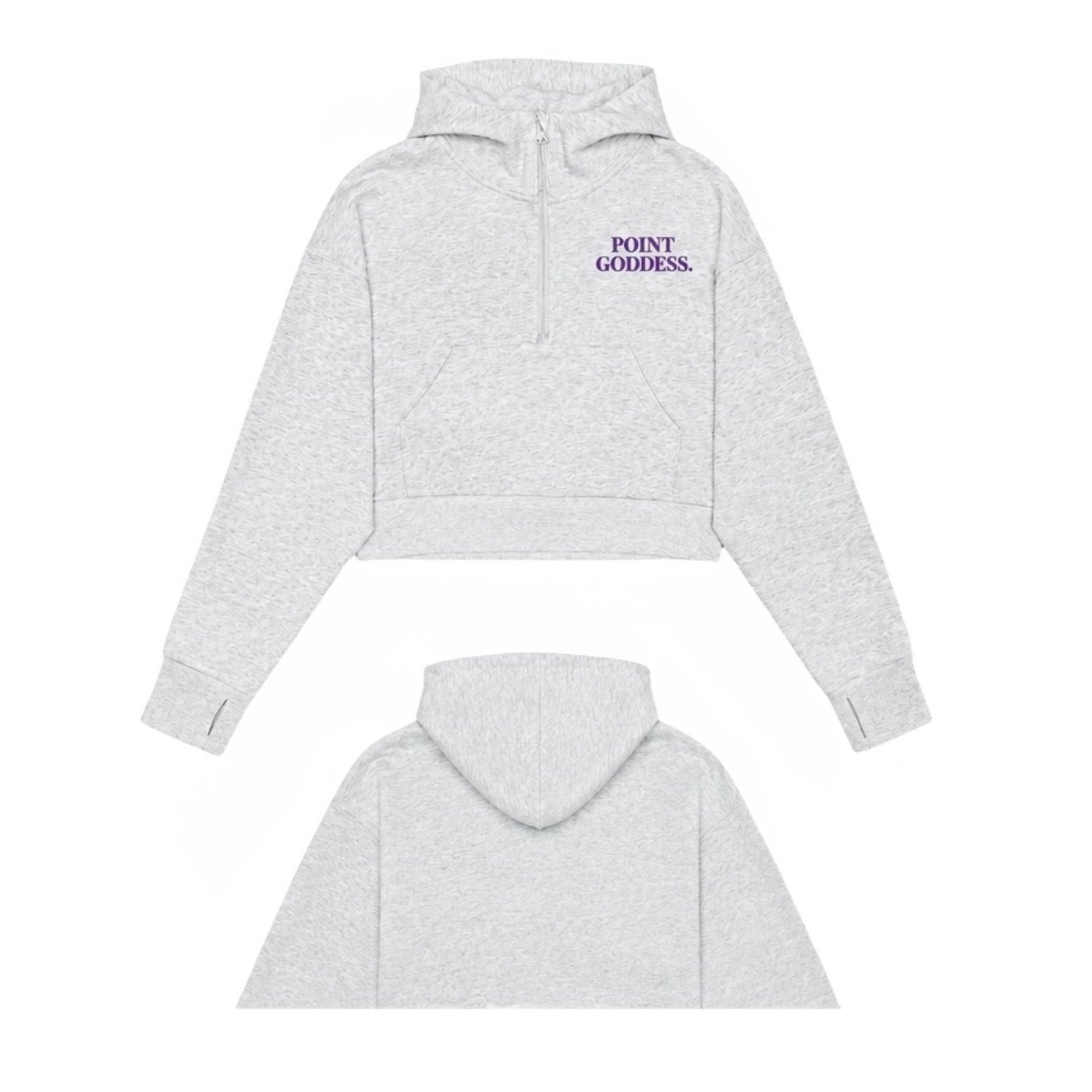 Qtr Zip Crop Hoodie Ash Grey