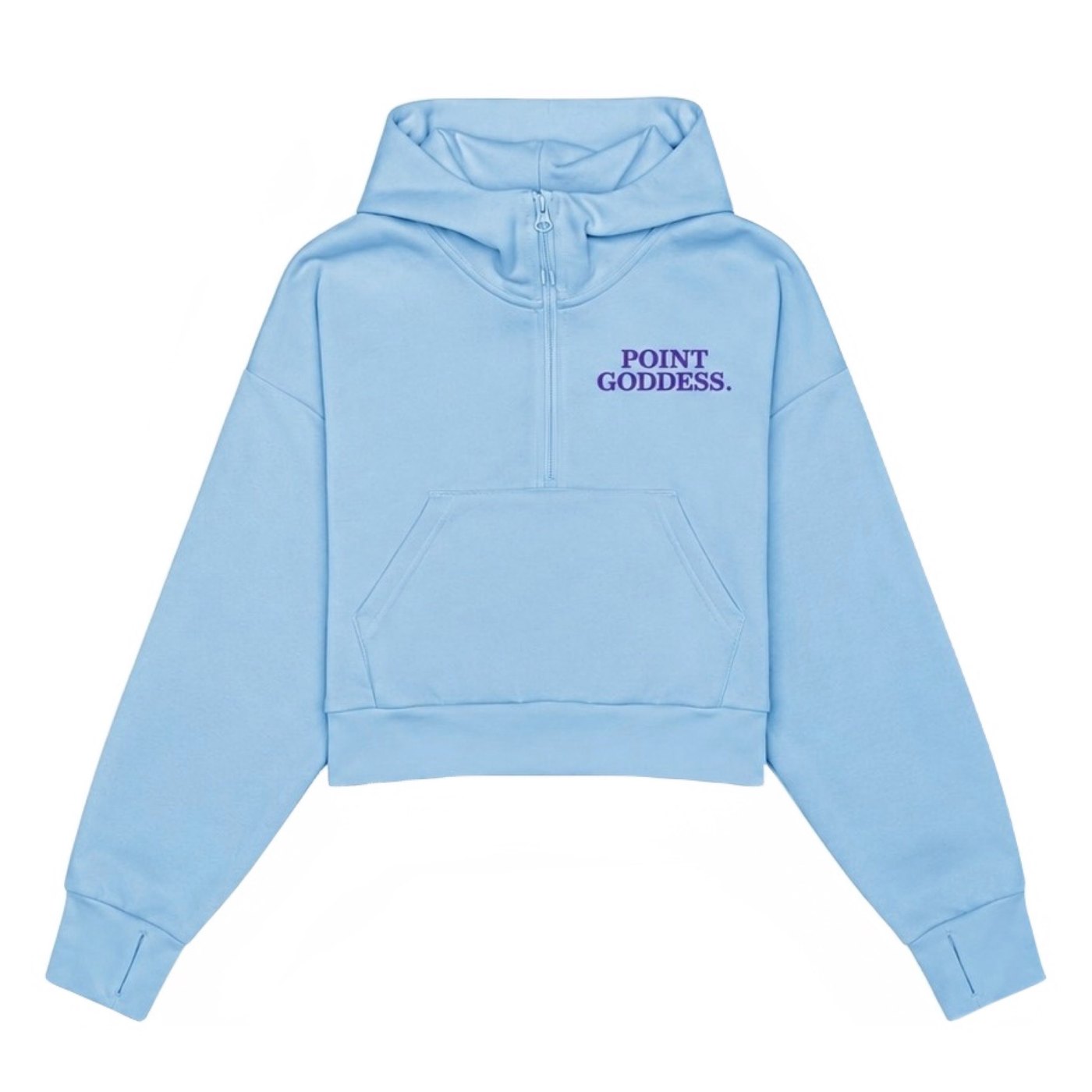 Qtr Zip Crop Hoodie Baby Blue