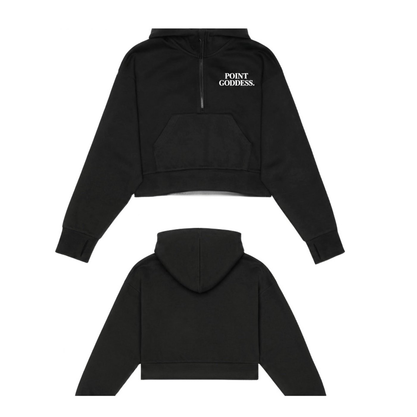 Qtr Zip Crop Hoodie Black