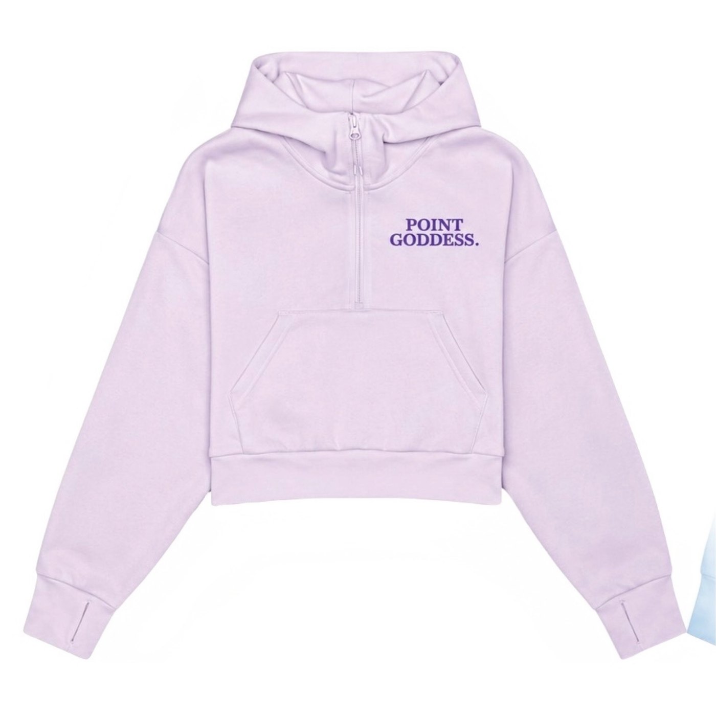 Qtr Zip Crop Hoodie Lilac