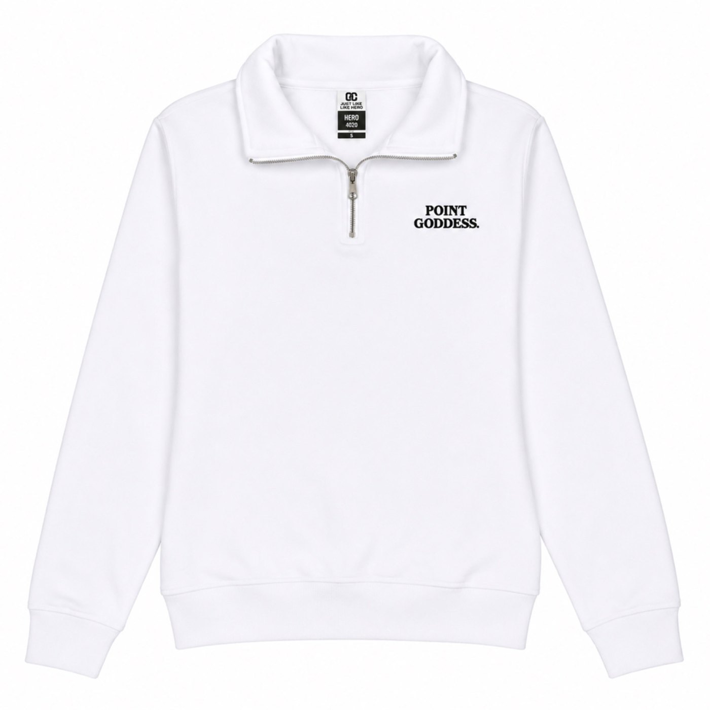 Qtr Zip Crewneck White